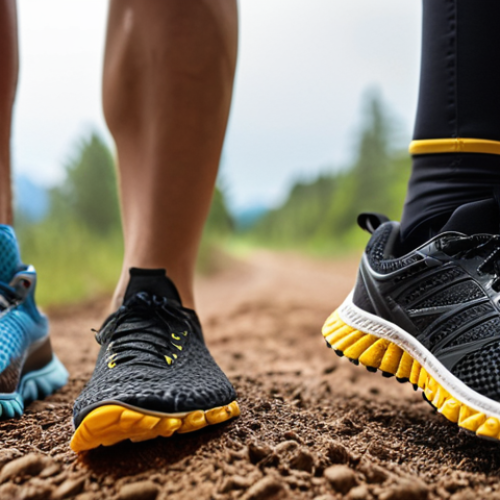 Home 11 **
Prompt: "A close-up shot showcasing three different types of sneaker soles – rubber, TPU, and Vibram – highlighting their textures and features. The background is blurred to focus on the soles."
**