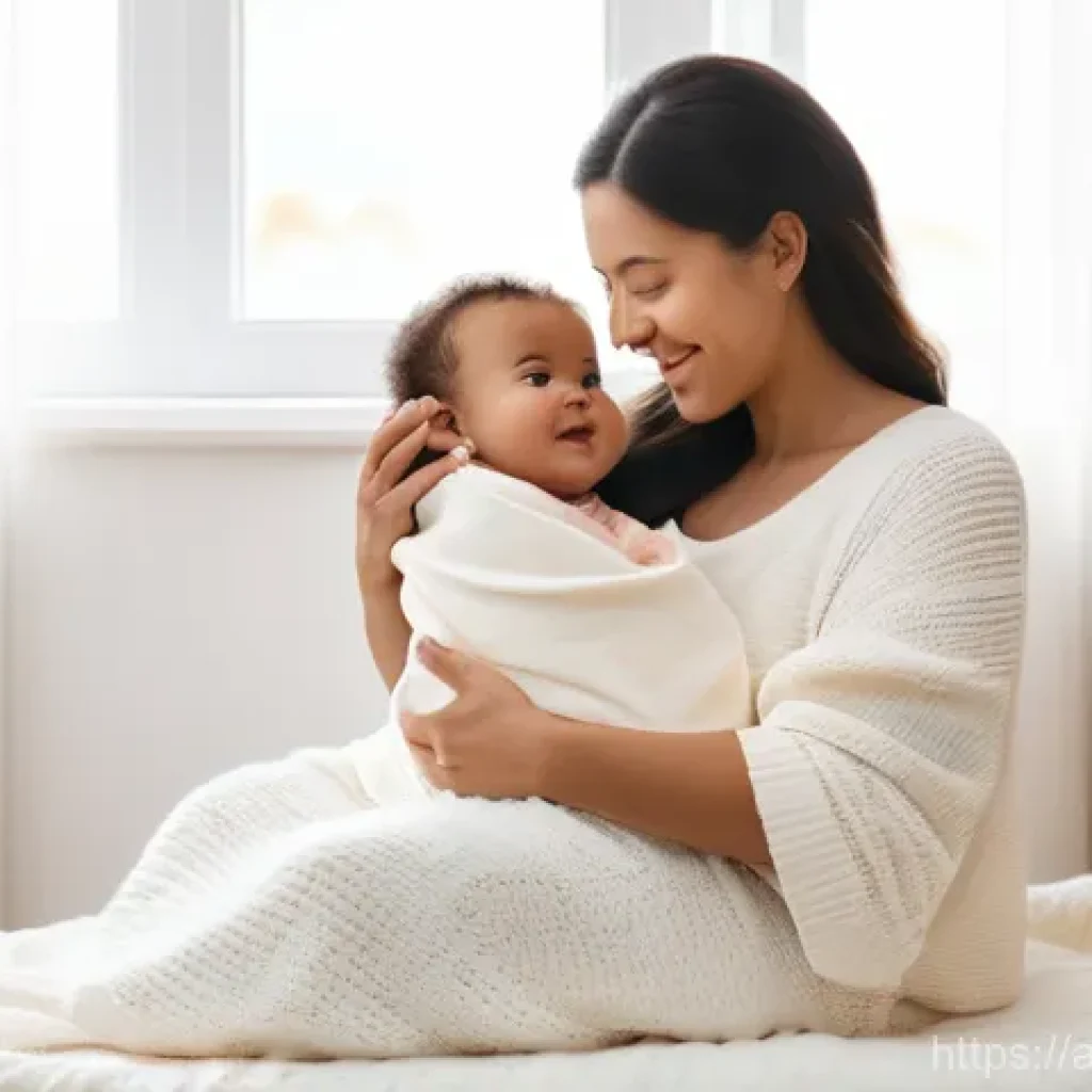 유아용품 구매비용 - **A Mother's Love and Essentials.** A warm, serene scene depicting a young mother, dressed modestly ...
