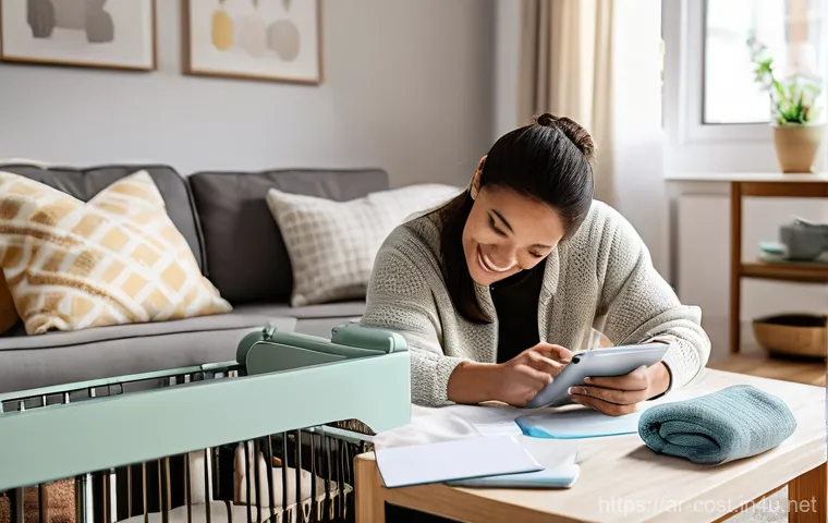 유아용품 구매비용 - **Smart Finds: Quality Second-Hand Baby Gear.** A vibrant and positive image featuring a cheerful mo...