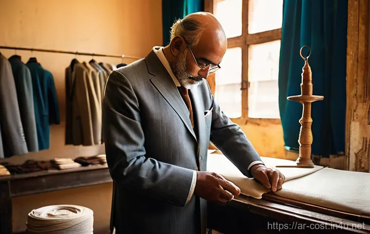 정장 맞춤 비용 - **Prompt 1: The Essence of Luxurious Fabric**
    "A distinguished gentleman, around 40-50 years old...